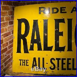 Vintage Advertising Sign Raleigh Enamel Sign #4608