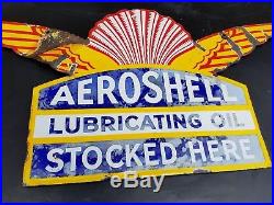 Vintage Aeroshell Shell Oil Enamel Sign Advertising Antique Decorative Rare