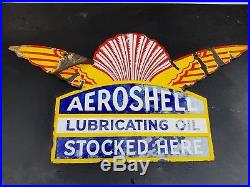 Vintage Aeroshell Shell Oil Enamel Sign Advertising Antique Decorative Rare