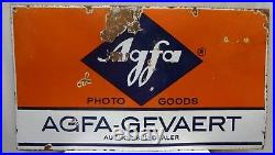 Vintage Agfa Photo Goods Advertisement Sign Enamel Porcelain Rare Collectibles