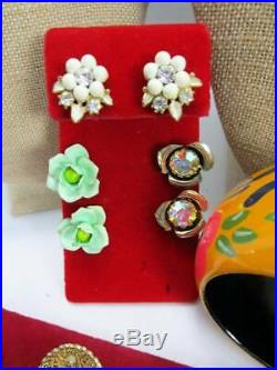 Vintage All Floral Jewelry Lot5 Setsrhinestonesenameldesigner Signed+