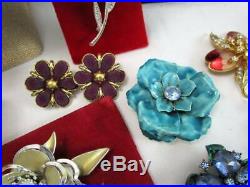 Vintage All Floral Jewelry Lot5 Setsrhinestonesenameldesigner Signed+