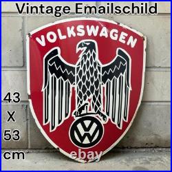 Vintage Alt VOLKSWAGEN ADLER Enamel Advertising Sign Email Plaque