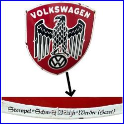 Vintage Alt VOLKSWAGEN ADLER Enamel Advertising Sign Email Plaque