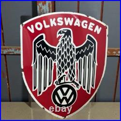 Vintage Alt VOLKSWAGEN ADLER Enamel Advertising Sign Email Plaque