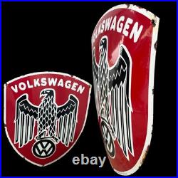 Vintage Alt VOLKSWAGEN ADLER Enamel Advertising Sign Email Plaque