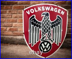 Vintage Alt VOLKSWAGEN ADLER Enamel Advertising Sign Email Plaque