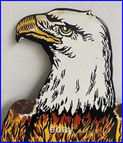 Vintage American Case Eagle Farm Tractor Porcelain Eagle Enamel Sign