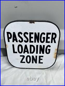 Vintage American Double Sided Enamel Passenger Loading Zone Bud Stop Sign