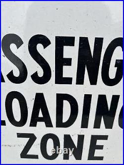 Vintage American Double Sided Enamel Passenger Loading Zone Bud Stop Sign