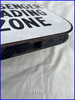 Vintage American Double Sided Enamel Passenger Loading Zone Bud Stop Sign