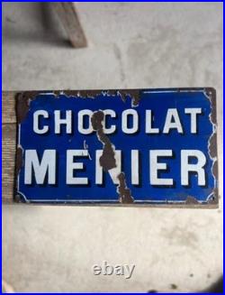 Vintage Antique Chocolate Menier French Enamel Sign