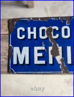 Vintage Antique Chocolate Menier French Enamel Sign
