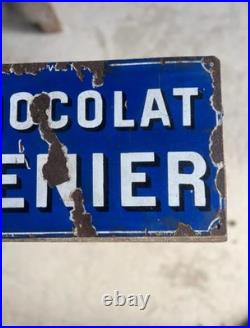 Vintage Antique Chocolate Menier French Enamel Sign