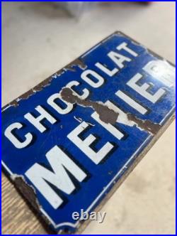 Vintage Antique Chocolate Menier French Enamel Sign