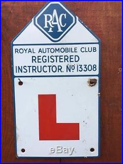 Vintage Antique Genuine Enamel RAC Instructors Sign Number Plate Industrial