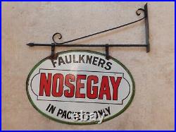 Vintage Antique Hanging Nosegay Enamel Shop Sign