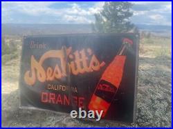 Vintage Antique Heavy Porcelain Nesbitt's Orange Soda Enamel Pop Drink Sign