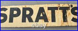 Vintage Antique Original Black and Cream Spratt's Enamel Sign. 50cm x 12cm