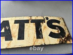 Vintage Antique Original Black and Cream Spratt's Enamel Sign. 50cm x 12cm