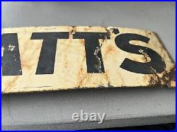 Vintage Antique Original Black and Cream Spratt's Enamel Sign. 50cm x 12cm