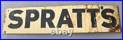 Vintage Antique Original Black and Cream Spratt's Enamel Sign. 50cm x 12cm