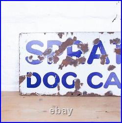 Vintage Antique Original Blue and White Spratt's Dog Cakes Enamel Sign