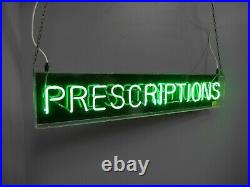 Vintage Antique Original Prescriptions Neon Chemist Pharmacy Sign Not Enamel