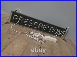 Vintage Antique Original Prescriptions Neon Chemist Pharmacy Sign Not Enamel