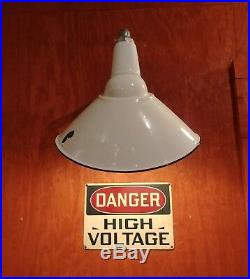 Vintage Appleton White Porcelain Enamel Angled Sign Light Fixture Gas Station
