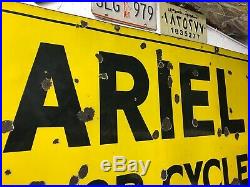Vintage Ariel Cycles And Motorcycles Enamel Sign Bike Petrol Oil Automobilia
