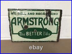 Vintage Armstrong The Better Bike Double Sided Enamel Advertising Sign