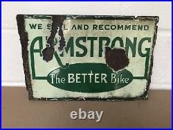 Vintage Armstrong The Better Bike Double Sided Enamel Advertising Sign