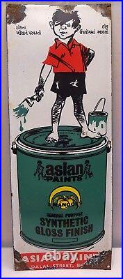 Vintage Asian Paint Porcelain Enamel Sign Painter Boy Paintbrush Collectibles #5