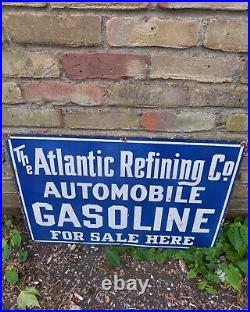 Vintage Atlantic Refining Co Automobile Gasoline Enamel Sign