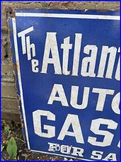 Vintage Atlantic Refining Co Automobile Gasoline Enamel Sign