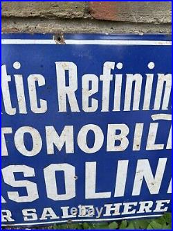 Vintage Atlantic Refining Co Automobile Gasoline Enamel Sign