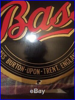Vintage Authentic Antique Bass On Draught Enamel Sign Breweriana