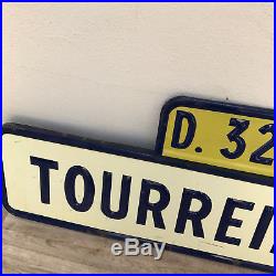 Vintage Authentic French Road Sign town TOURREILLES France enameled 13111712