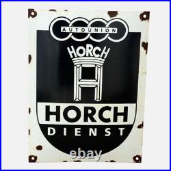 Vintage Auto Union Horch Dienst Enamel Advertising Sign Plaque