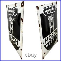 Vintage Auto Union Horch Dienst Enamel Advertising Sign Plaque