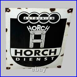 Vintage Auto Union Horch Dienst Enamel Advertising Sign Plaque