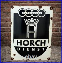 Vintage Auto Union Horch Dienst Enamel Advertising Sign Plaque