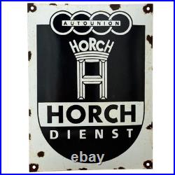 Vintage Auto Union Horch Dienst Enamel Advertising Sign Plaque