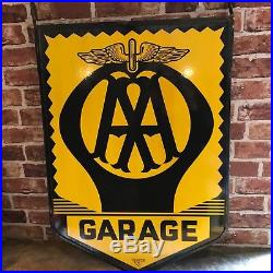 Vintage Automobilia Aa Garage Franco Enamel Sign Double Sided #1760