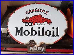 Vintage Automobilia Mobiloil Oil Cabinet Enamel Sign Fuel Garage Workshop
