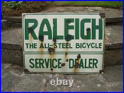 Vintage Automobilia Original Enamel Sign Raleigh Cycles