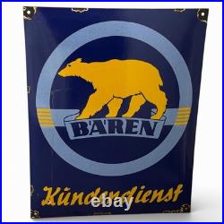 Vintage BÄREN Battery Service Enamel Advertising Sign Enamel Plaque