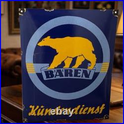 Vintage BÄREN Battery Service Enamel Advertising Sign Enamel Plaque