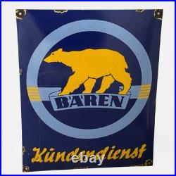Vintage BÄREN Battery Service Enamel Advertising Sign Enamel Plaque